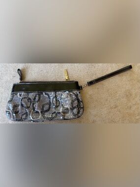 Rosetti Black and Silver Sequin Wristlet Clutch